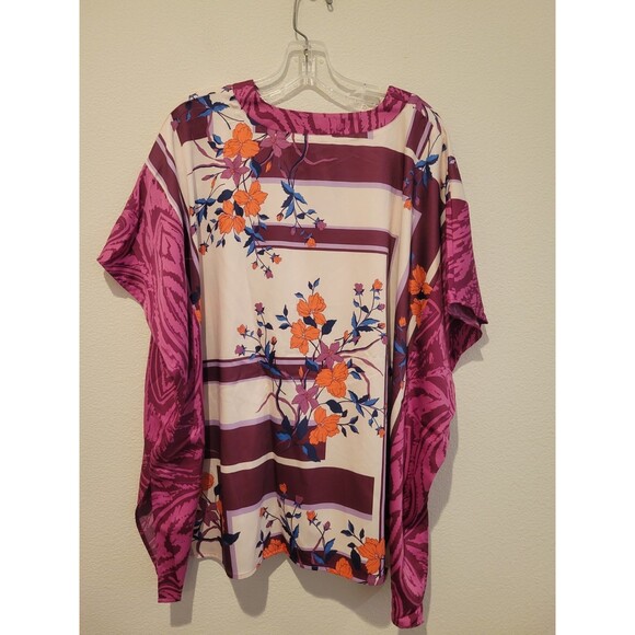 NWT HSN C Wonder Christian Siriano Floral Blouse V Neck Top Very Oversized-XS/S - Picture 2 of 10